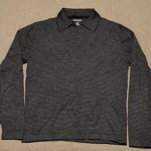 Banana Republic Men's Black Striped Polo Sweater